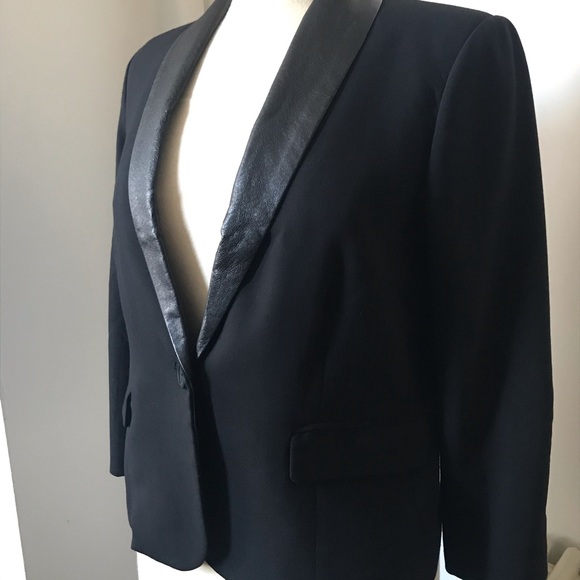 BB Dakota black blazer with faux leather lapel - Picture 2 of 5